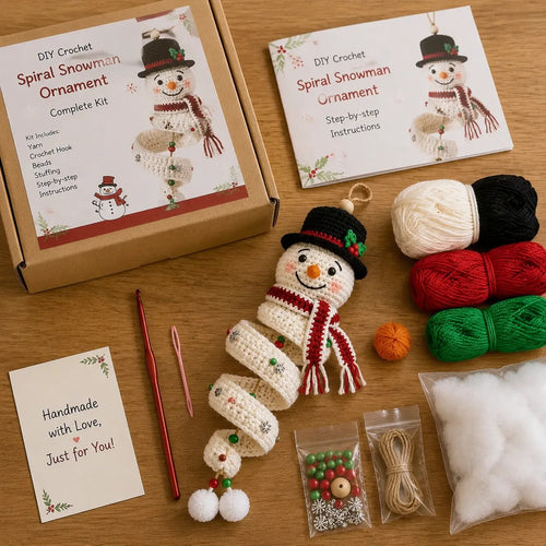 ☃️ Crochet Snowman Spiral Ornament DIY Kit
