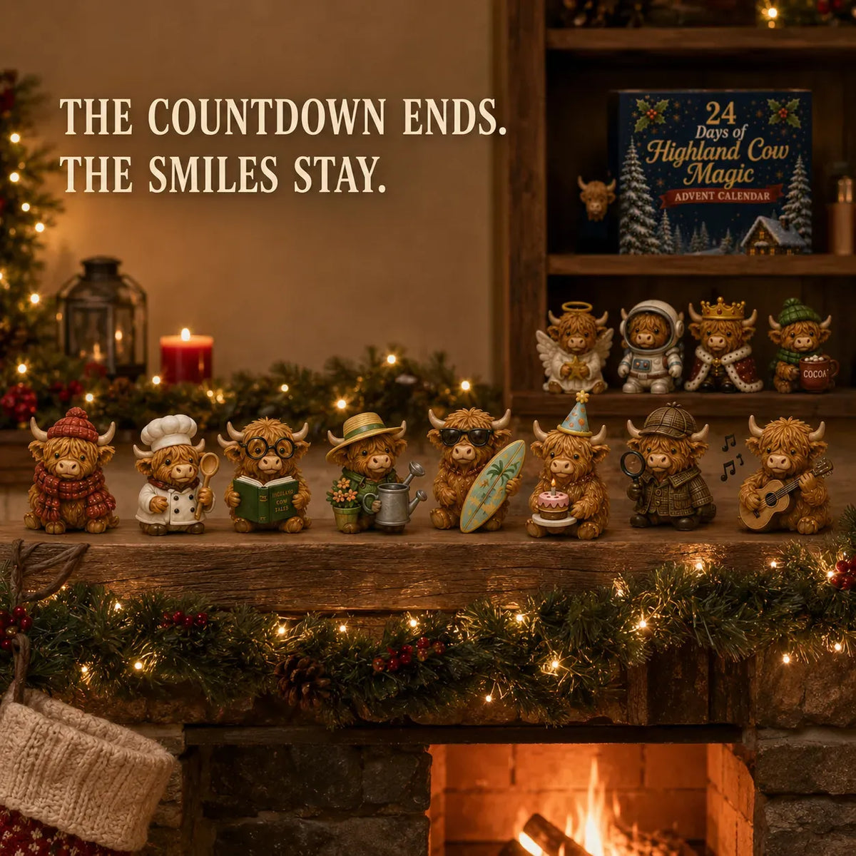 🐮 24 Days of Highland Cow Advent Calendar | 24 Unique Highland Cow Characters with Different Outfits, Hobbies & Personalities for a Cozy Christmas Countdown 🎄