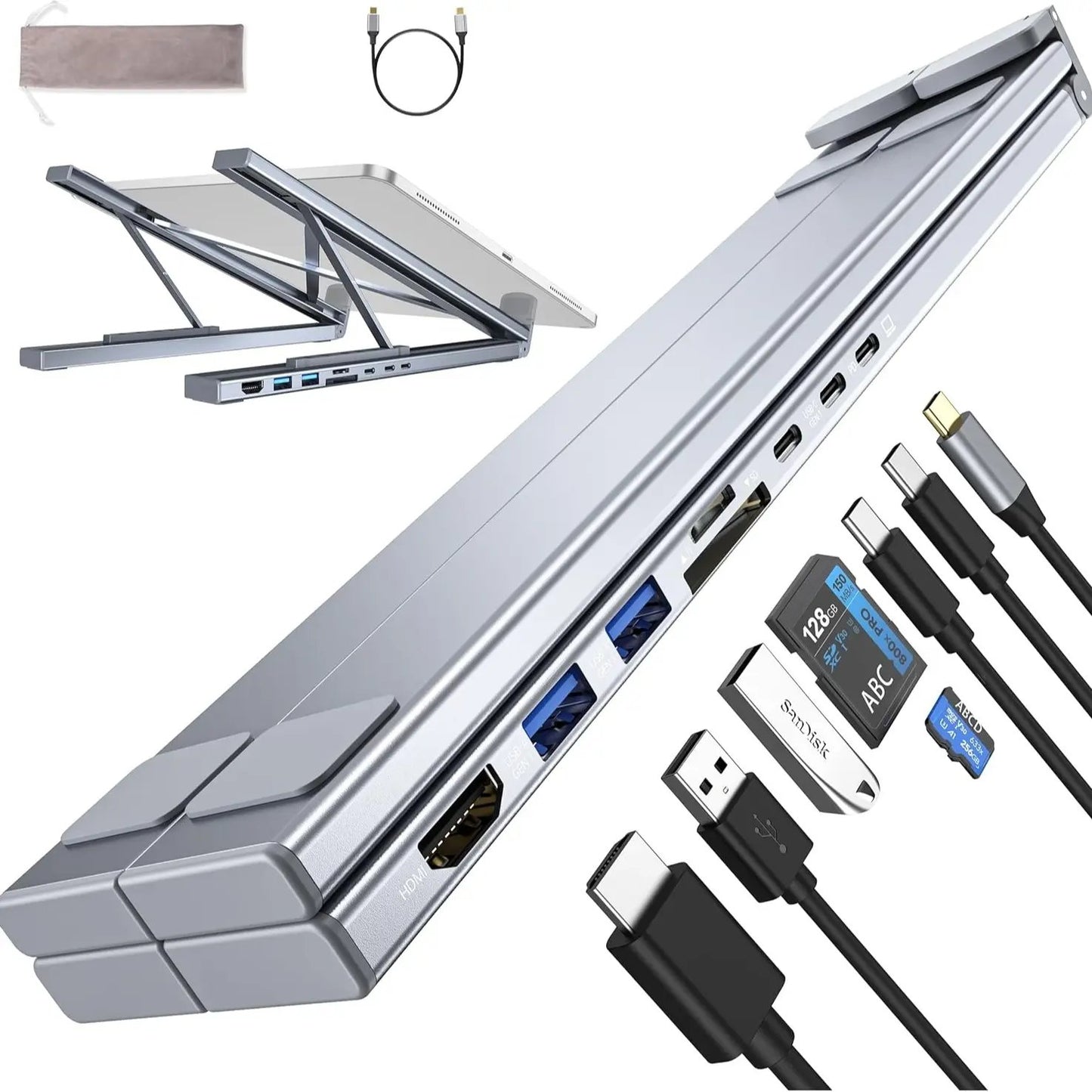 USB C Laptop Stand with Docking Station