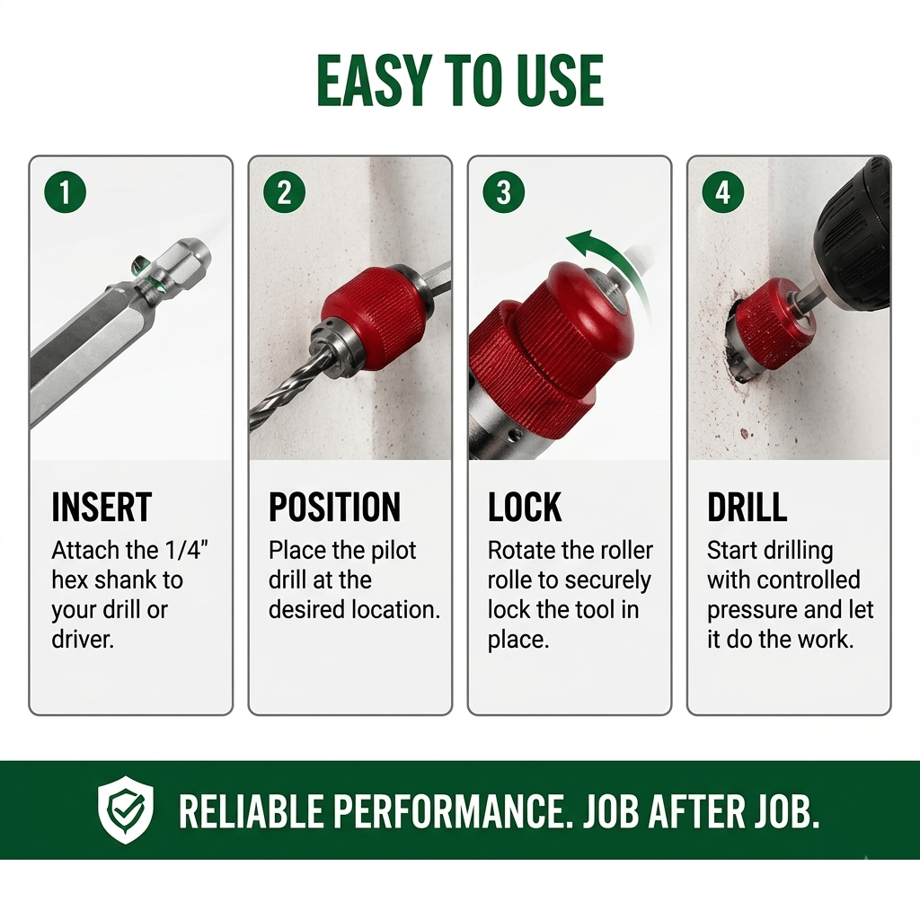Heavy-Duty 1/4" Hex Shank Hole Saw & Coring Bit