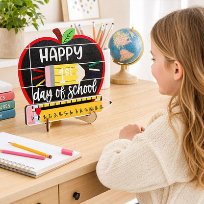 📚Interchangeable Wooden Back-to-School Sign – First, 100th & Last Day Milestone Photo Prop for Pre-K, Kindergarten, Elementary & K-12 Kids, Cute Pink Bow Classroom Decor & Gift🎀🎁