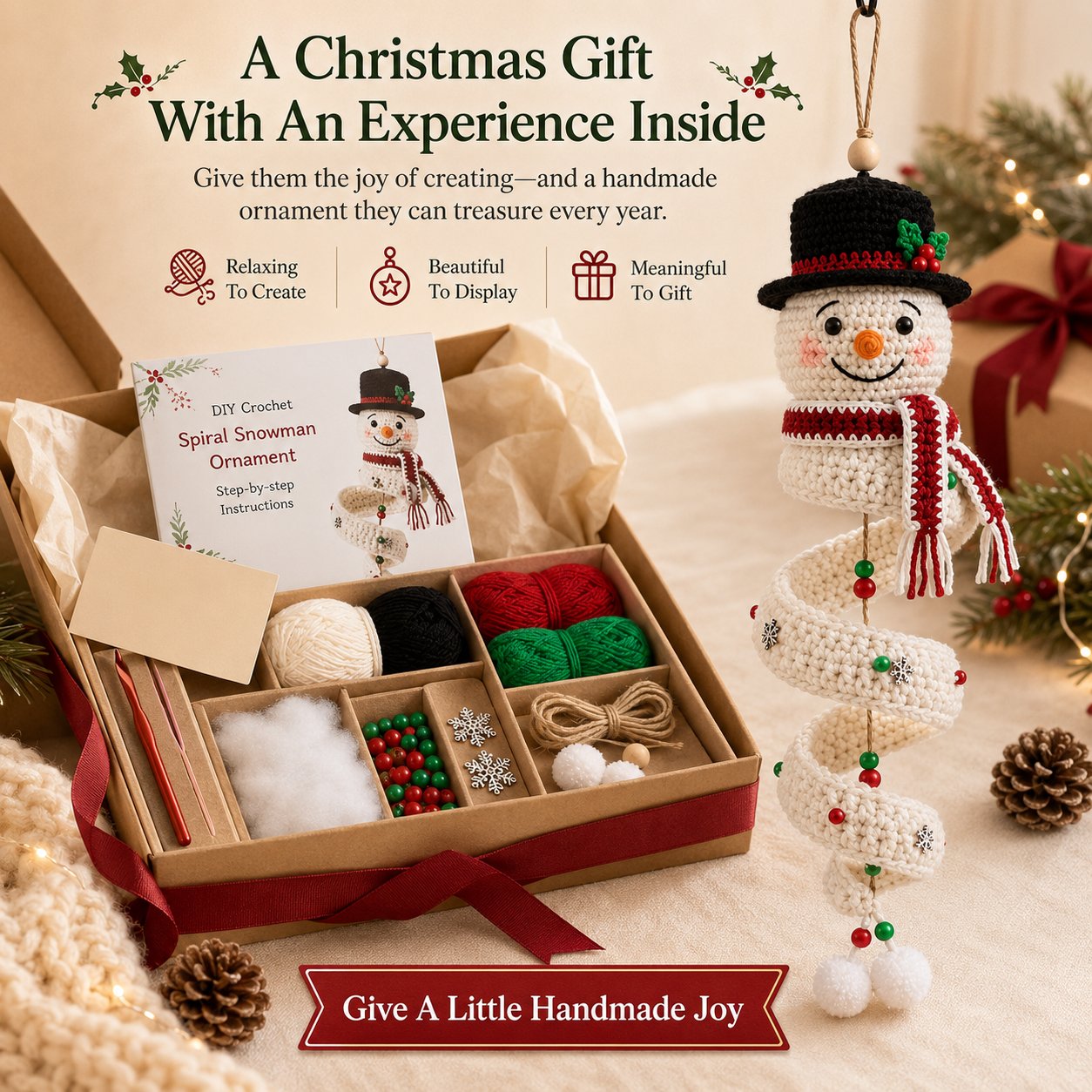 ☃️ Crochet Snowman Spiral Ornament DIY Kit