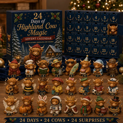 🐮 24 Days of Highland Cow Advent Calendar | 24 Unique Highland Cow Characters with Different Outfits, Hobbies & Personalities for a Cozy Christmas Countdown 🎄