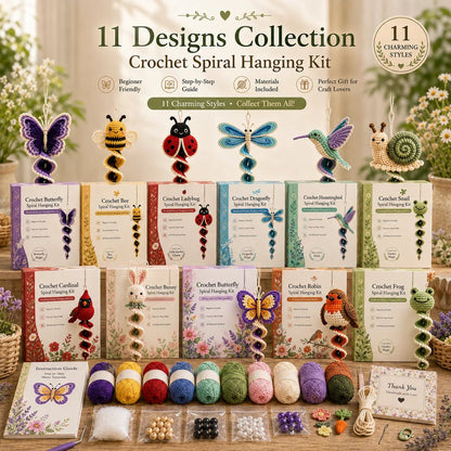 🧶🌿 Crochet Spiral Hanging Kit – Beginner-Friendly DIY Garden Animal Decor