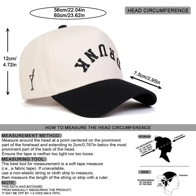 🍸DRUNK Letter Embroidered Patchwork Baseball Cap