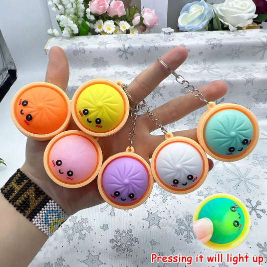 🥟 Cute Dumpling-Shaped Pressable Fidget Keychain (6PCS)