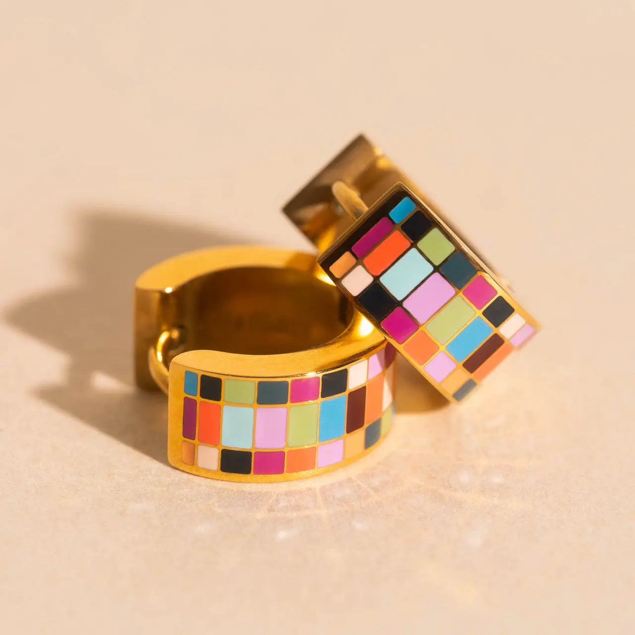 TYIIPLUS™ Checkered Super Chunky Huggie Hoop Earrings