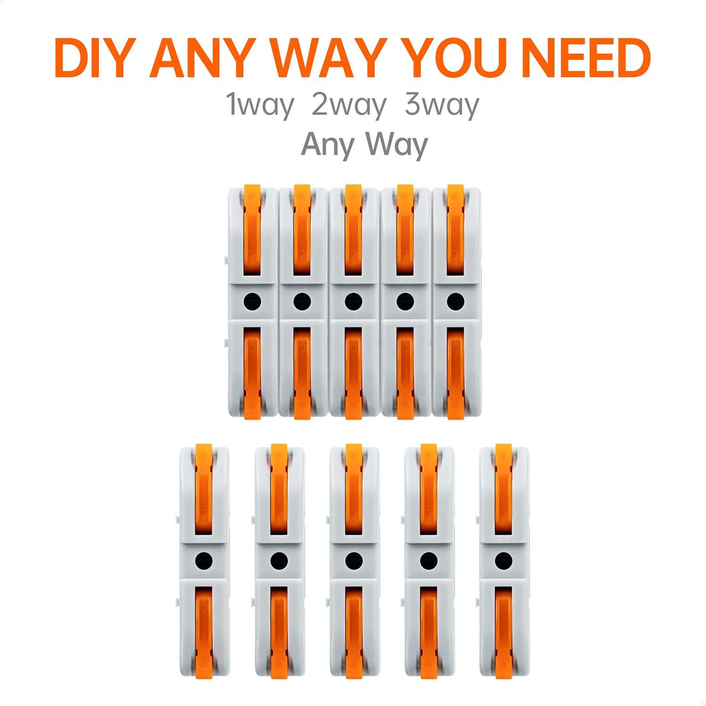 Universal Quick Lever Electrical Wire Connectors (24-12 AWG) Assortment (50/100Pcs) + Wire Stripper