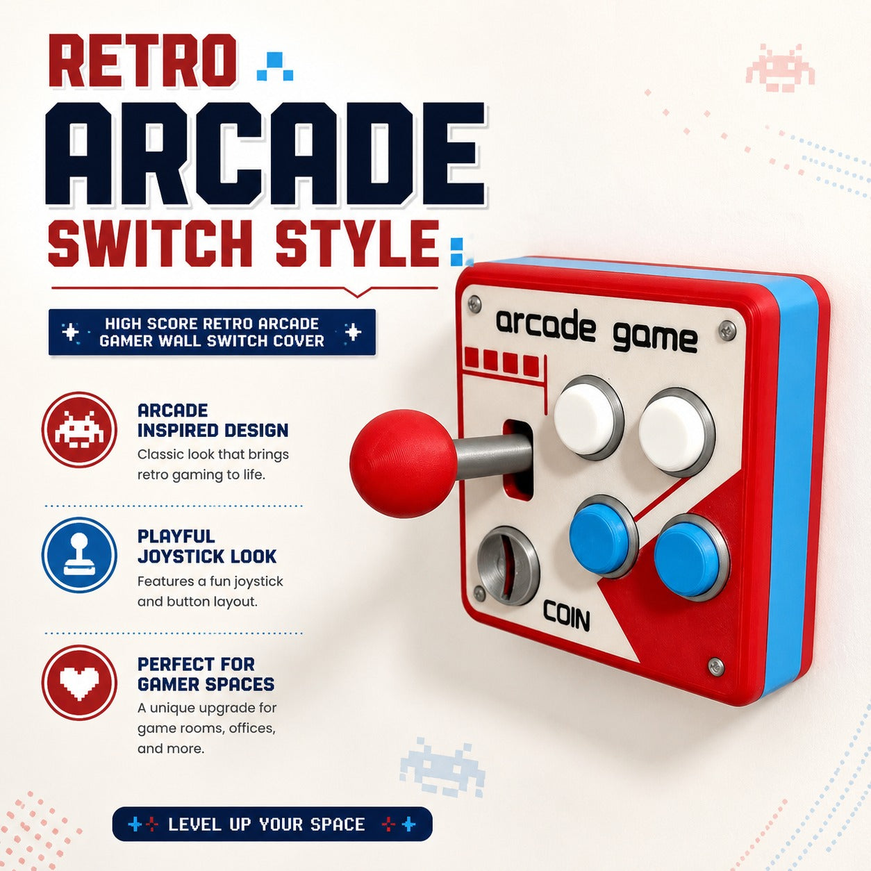 TYIIPLUS™ High Score Retro Arcade Gamer Wall Switch Cover