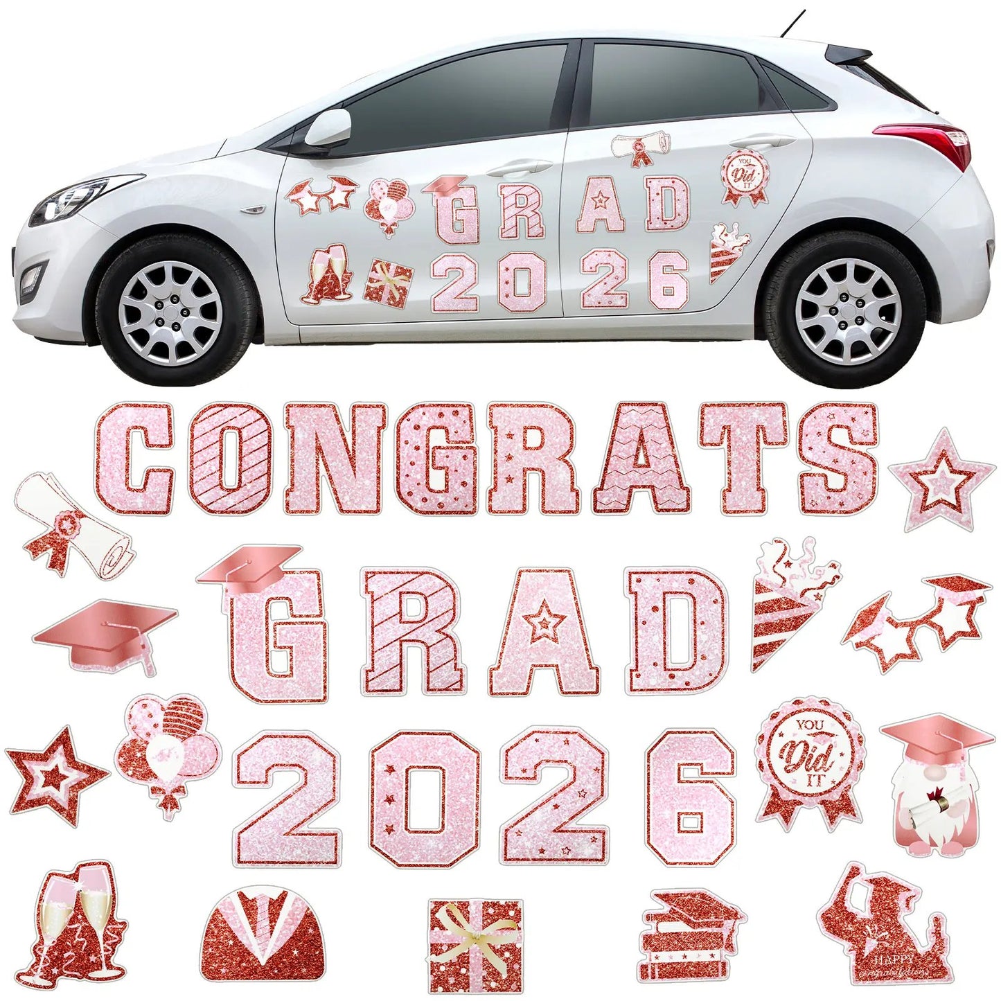 🎓2026 Grad Magnets – 30Pc Set for Celebration Decor🧲(Cars, Fridges & More)