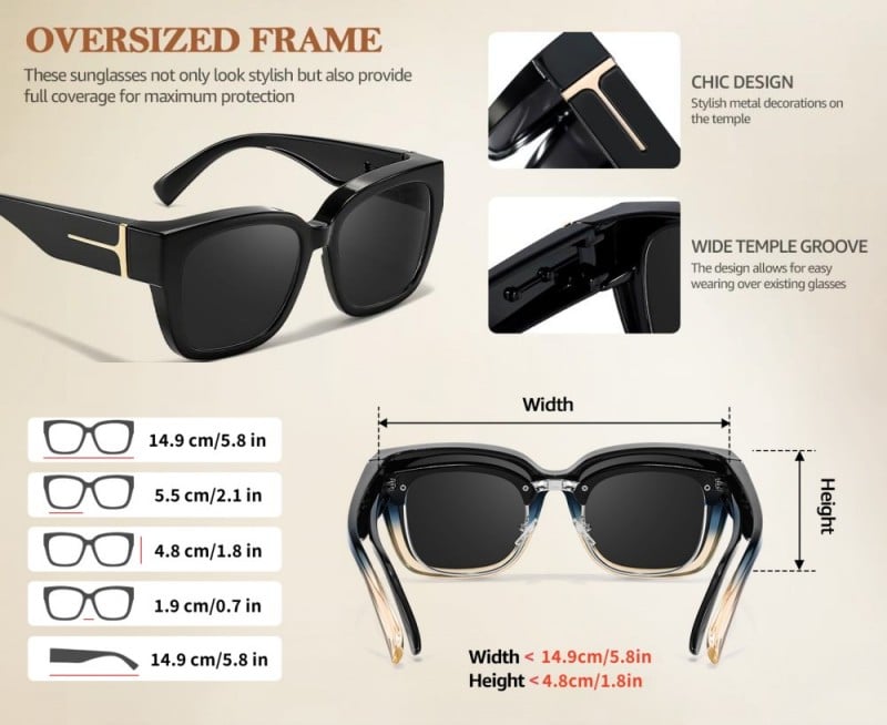 🕶️ Polarized Fit Over Sunglasses for Women – UV400 Protection Floral Frame Wear Over Prescription Glasses