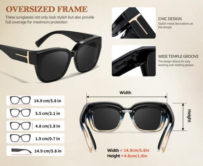 🕶️ Polarized Fit Over Sunglasses for Women – UV400 Protection Floral Frame Wear Over Prescription Glasses