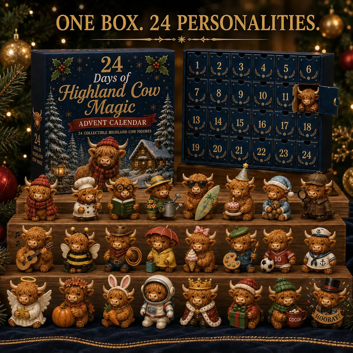 🐮 24 Days of Highland Cow Advent Calendar | 24 Unique Highland Cow Characters with Different Outfits, Hobbies & Personalities for a Cozy Christmas Countdown 🎄