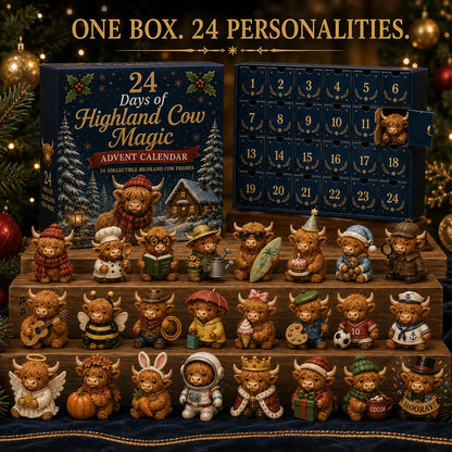 🐮 24 Days of Highland Cow Advent Calendar | 24 Unique Highland Cow Characters with Different Outfits, Hobbies & Personalities for a Cozy Christmas Countdown 🎄