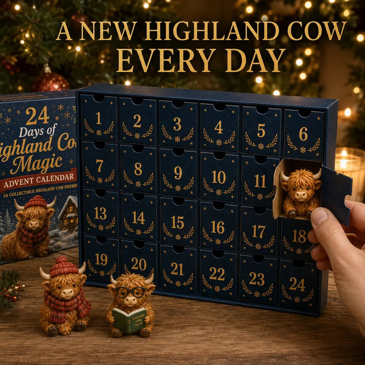🐮 24 Days of Highland Cow Advent Calendar | 24 Unique Highland Cow Characters with Different Outfits, Hobbies & Personalities for a Cozy Christmas Countdown 🎄
