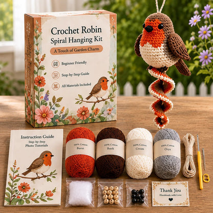 🧶🌿 Crochet Spiral Hanging Kit – Beginner-Friendly DIY Garden Animal Decor