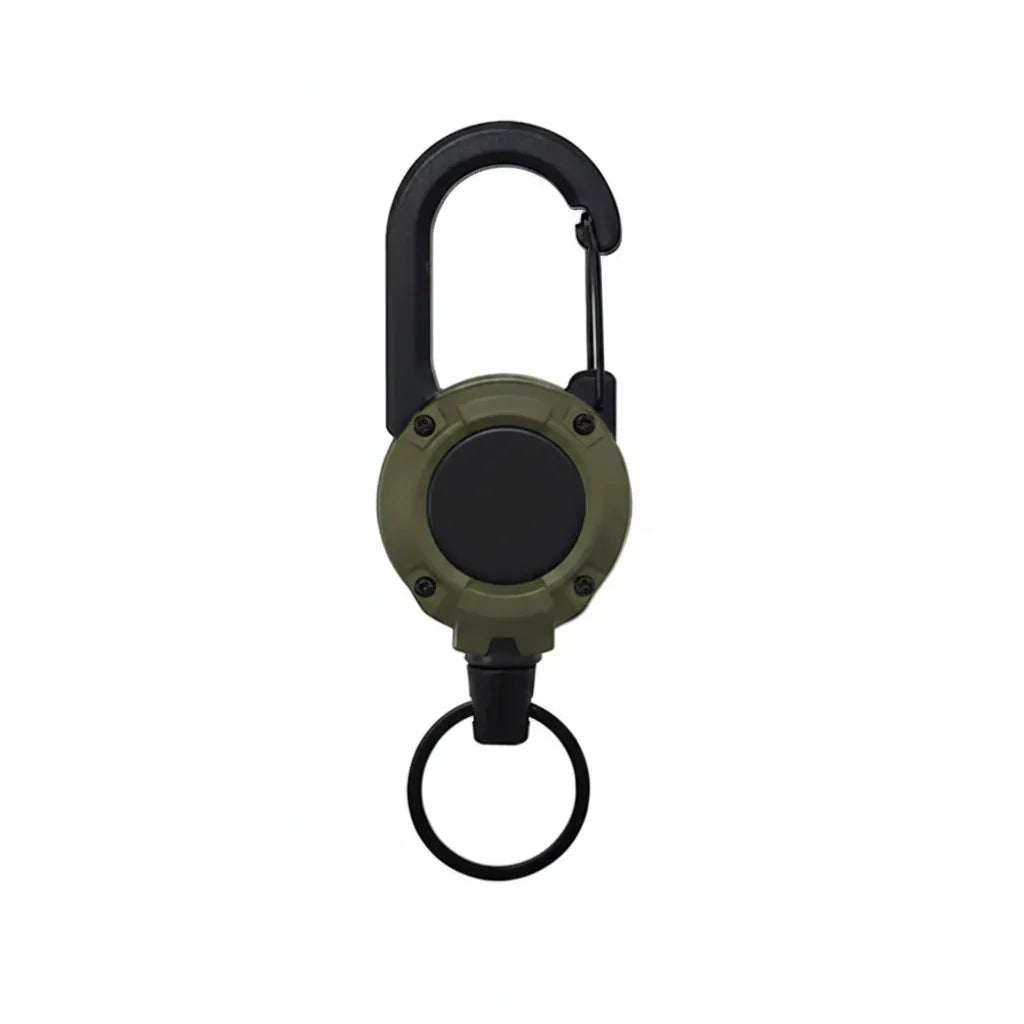 Heavy-Duty Retractable Carabiner Keychain – 65cm Steel Lanyard, 100K Pull Cycles