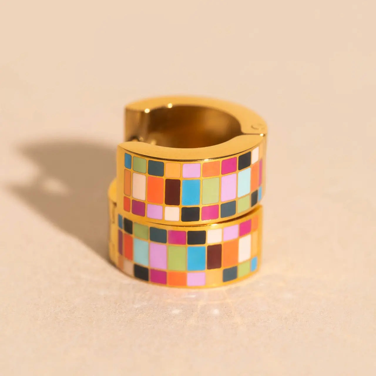 TYIIPLUS™ Checkered Super Chunky Huggie Hoop Earrings