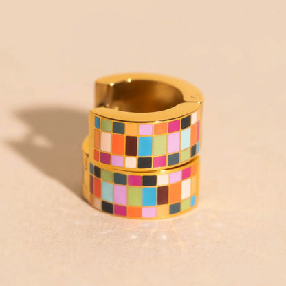 TYIIPLUS™ Checkered Super Chunky Huggie Hoop Earrings