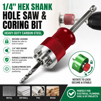 Heavy-Duty 1/4" Hex Shank Hole Saw & Coring Bit
