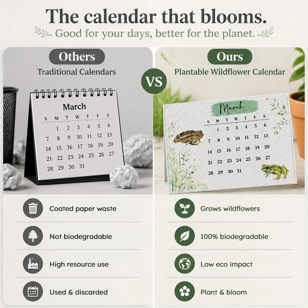 Plantable Wildflower Calendar 2027 – Seed Paper Desk Calendar