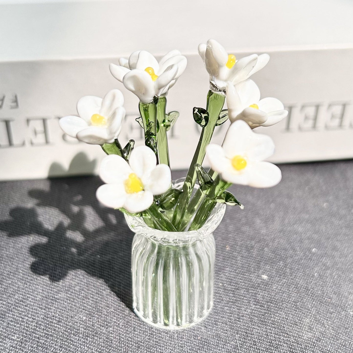 Mini Glass Flower Ornament Crafts Artificial Flower Floral Figurine