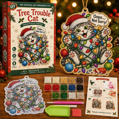 🎄 Beginner-Friendly Funny Christmas Pearl Diamond Art Ornament DIY Kit | Complete Set with Printed Base, Pearl & Crystal Pieces, Tools, Hanging Cord & Instructions Included 💕