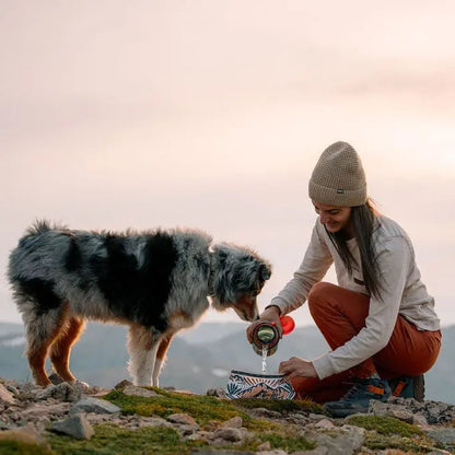 🐶2-in-1 Reversible Dog Bandana Bowl, Lightweight Spill-Proof TPU Travel Feeding Bowl for All Dogs Outdoor Hiking Camping💧