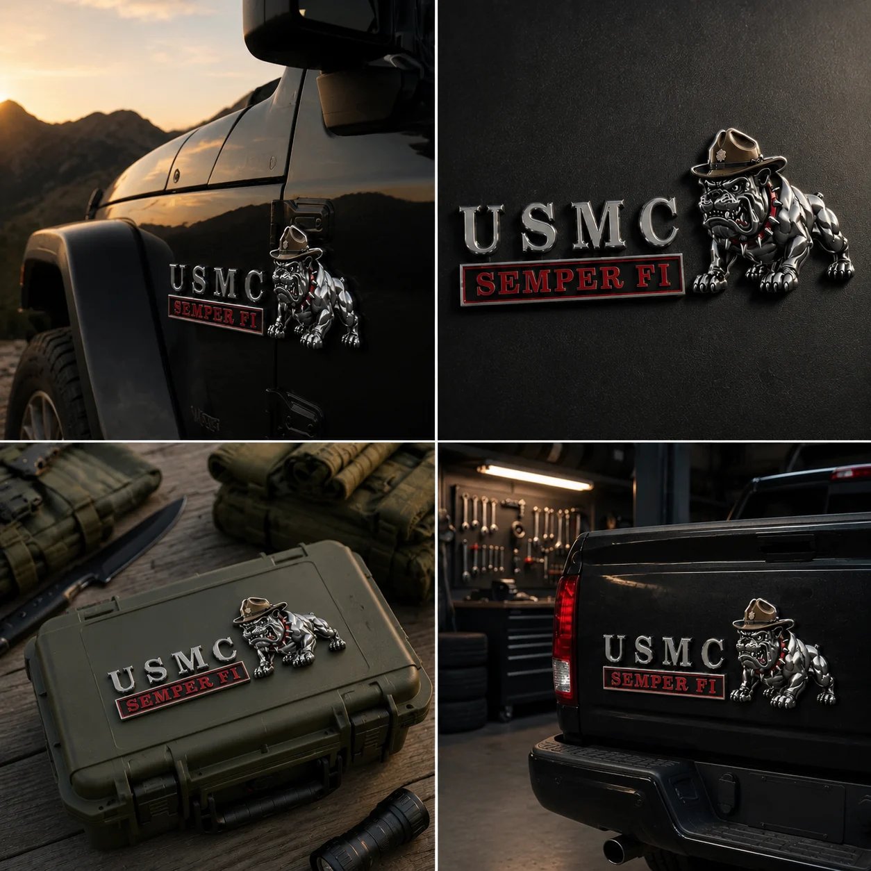U.S. Marine Corps Semper Fi Devil Dog Car Emblem Metal Badge