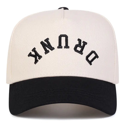 🍸DRUNK Letter Embroidered Patchwork Baseball Cap