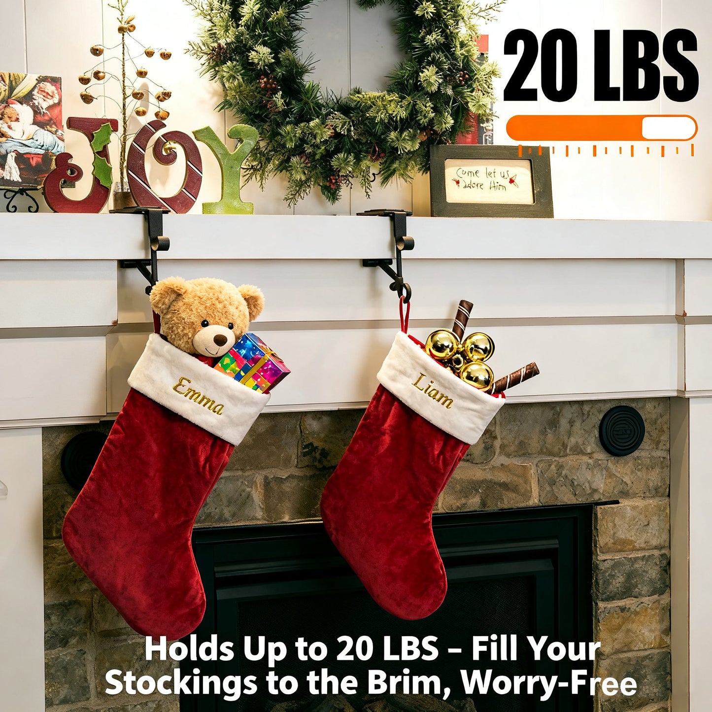 2-in-1 Garland and Fireplace Stocking Hanger