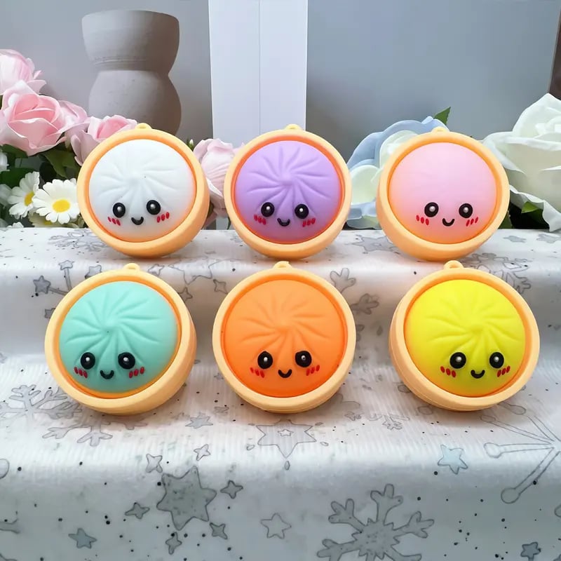 🥟 Cute Dumpling-Shaped Pressable Fidget Keychain (6PCS)
