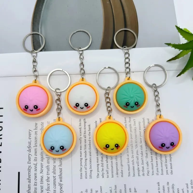 🥟 Cute Dumpling-Shaped Pressable Fidget Keychain (6PCS)