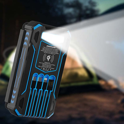 🔋☀️ 20,000mAh Solar Power Bank – Foldable 4-Panel Solar Charger, IPX5 Waterproof & LED Flashlight – For Camping & Emergencies 🏕️