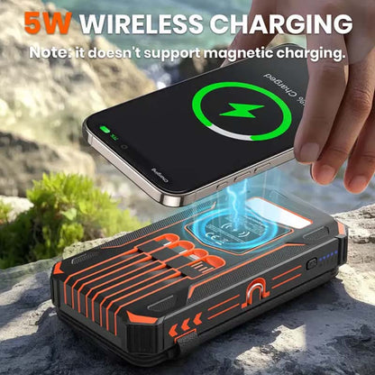 🔋☀️ 20,000mAh Solar Power Bank – Foldable 4-Panel Solar Charger, IPX5 Waterproof & LED Flashlight – For Camping & Emergencies 🏕️