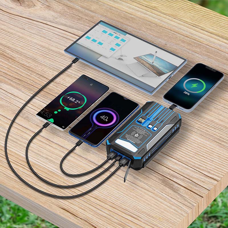 🔋☀️ 20,000mAh Solar Power Bank – Foldable 4-Panel Solar Charger, IPX5 Waterproof & LED Flashlight – For Camping & Emergencies 🏕️