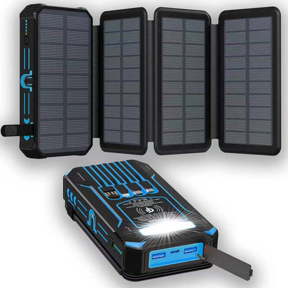 🔋☀️ 20,000mAh Solar Power Bank – Foldable 4-Panel Solar Charger, IPX5 Waterproof & LED Flashlight – For Camping & Emergencies 🏕️